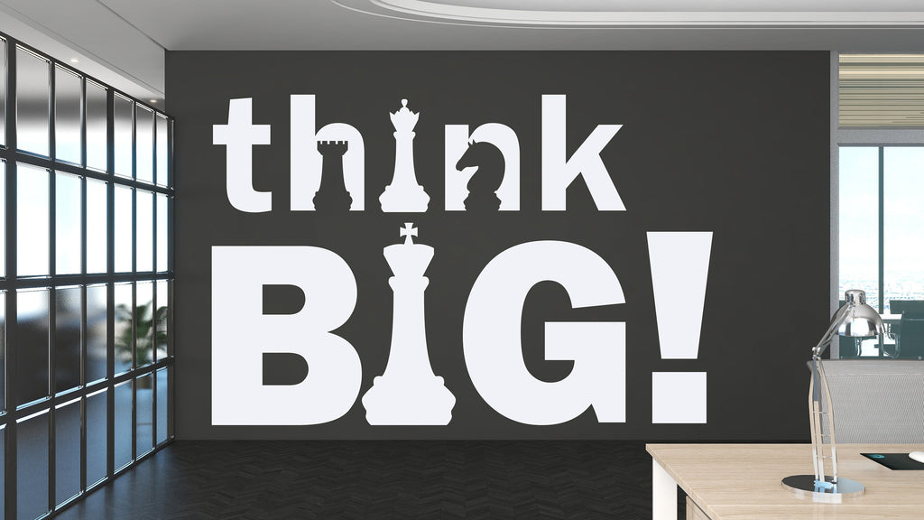 Think Big Vinyl Wall Art Decal, Chess Wall Decal, Office Wall Decor, Business Software Wall Sticker, Computer It Decor Office 173RS