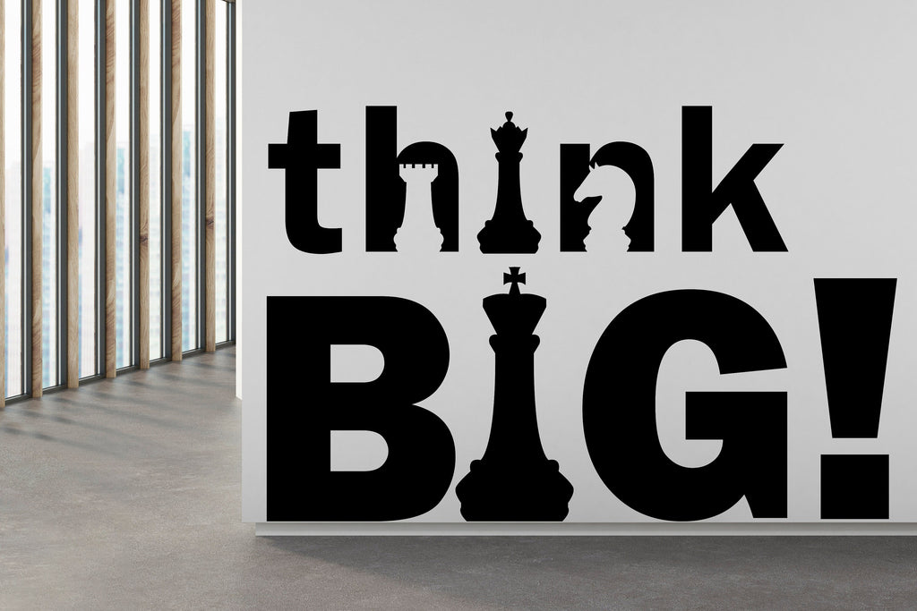 Think Big Vinyl Wall Art Decal, Chess Wall Decal, Office Wall Decor, Business Software Wall Sticker, Computer It Decor Office 173RS