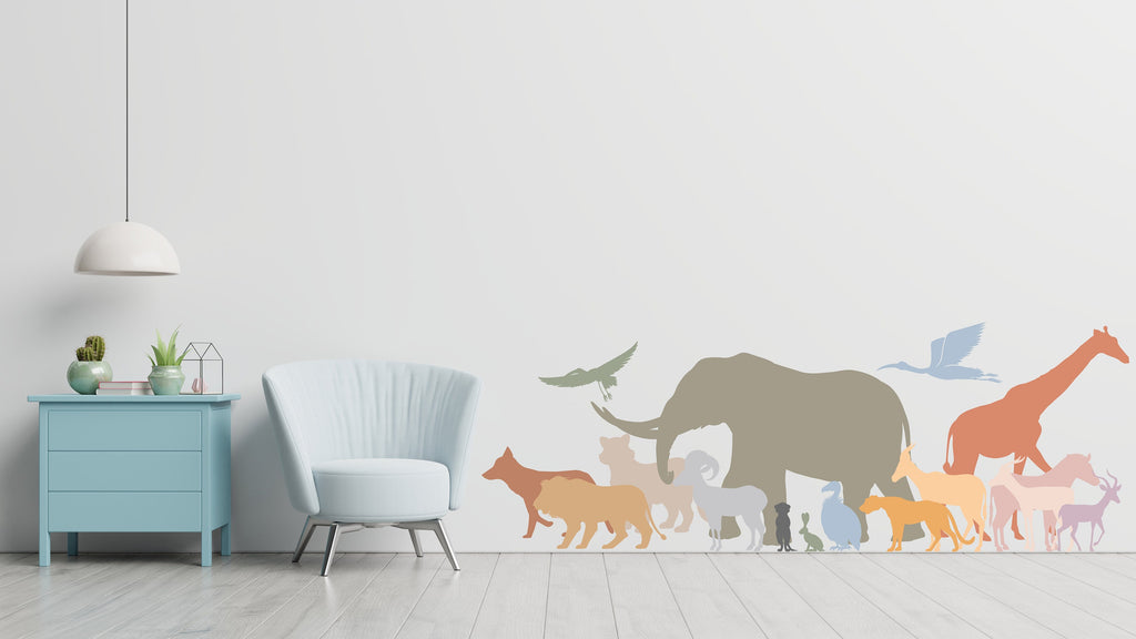Explore the Wilderness : Animals Safari Wall Decal, Jungle Adventure Wall Decor, Animal wall stickers for nursery, Safari Wall Sticker 271LU