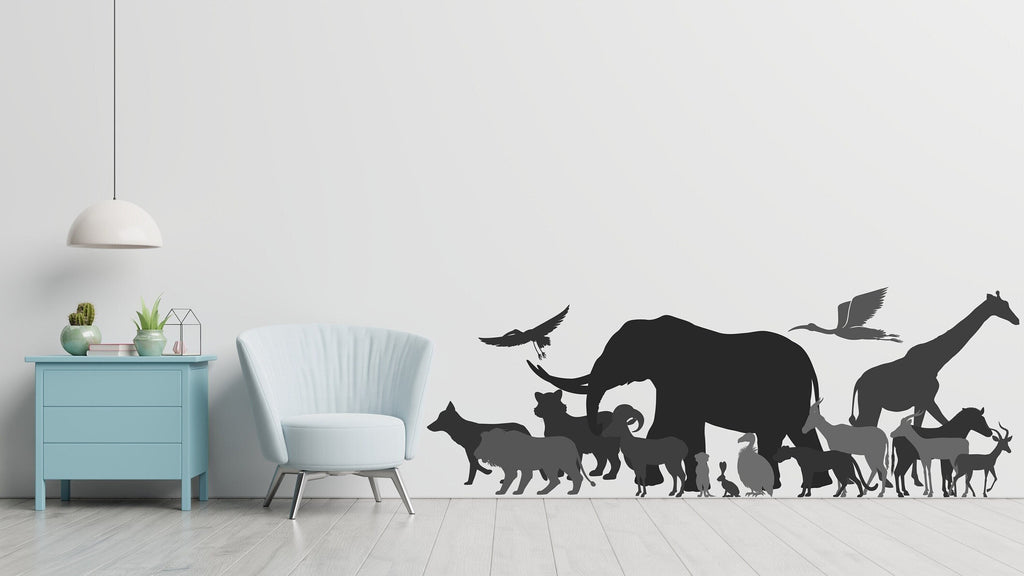 Explore the Wilderness : Animals Safari Wall Decal, Jungle Adventure Wall Decor, Animal wall stickers for nursery, Safari Wall Sticker 271LU
