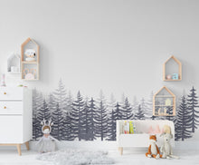 Load image into Gallery viewer, Woodland Wonderland : Forest Pine Tree Wall Decal, Pine Tree Wall Sticker, Nursery Mural, Forest Wall Decal, Woodland Decal Nature 272LU