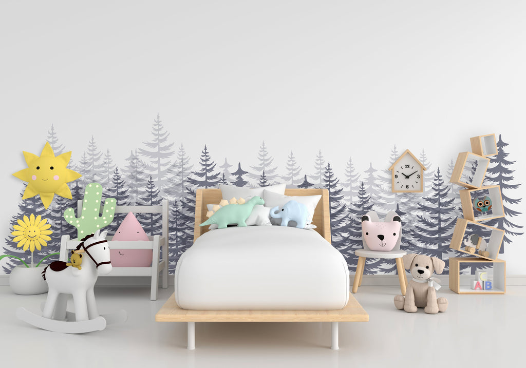Woodland Wonderland : Forest Pine Tree Wall Decal, Pine Tree Wall Sticker, Nursery Mural, Forest Wall Decal, Woodland Decal Nature 272LU