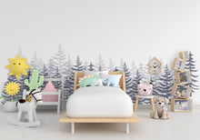 Load image into Gallery viewer, Woodland Wonderland : Forest Pine Tree Wall Decal, Pine Tree Wall Sticker, Nursery Mural, Forest Wall Decal, Woodland Decal Nature 272LU
