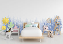 Load image into Gallery viewer, Woodland Wonderland : Forest Pine Tree Wall Decal, Pine Tree Wall Sticker, Nursery Mural, Forest Wall Decal, Woodland Decal Nature 272LU
