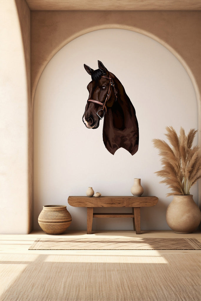 Wild and Free : Horse Head Wall Decal, Horse Wall Sticker, Stallion Wall Mural, Animals Wall Sticker Vinyl Decor 273LU
