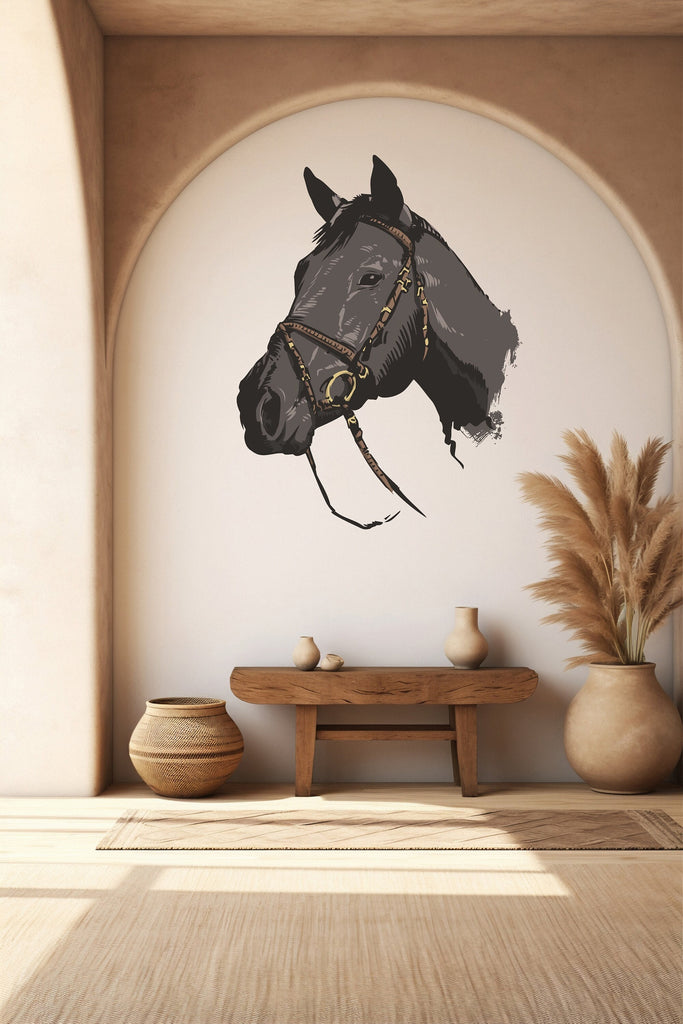 Wild and Free : Horse Head Wall Decal, Horse Wall Sticker, Stallion Wall Mural, Animals Wall Sticker Vinyl Decor 278LU