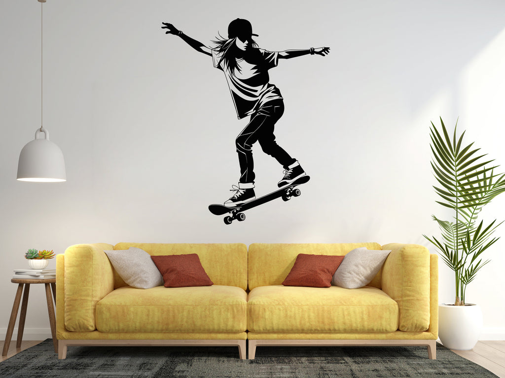 Wall Decal Skateboarder Skate Wall Art Stickers Skateboard Decals Skateboard Wall Stickers Kids Room Removable Home Decor Skate style 191RS