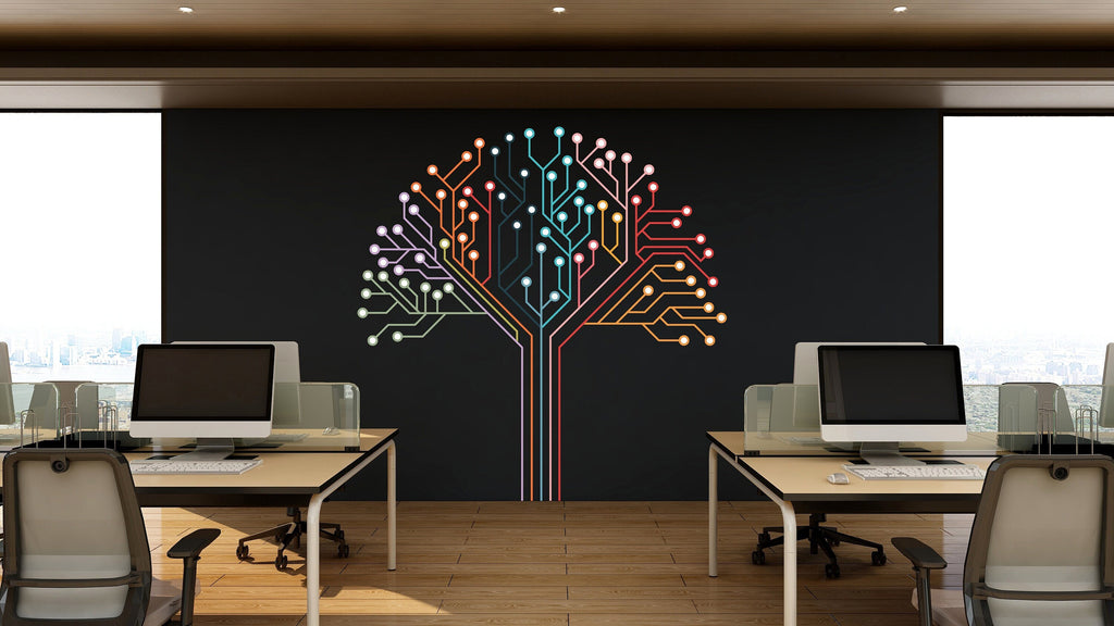 Circuit Board Wall Decal, Technology Vinyl Wall Art Decals, Company Name Decal, Office Decor, Business Wall Decal, Wall Art Office 192RS