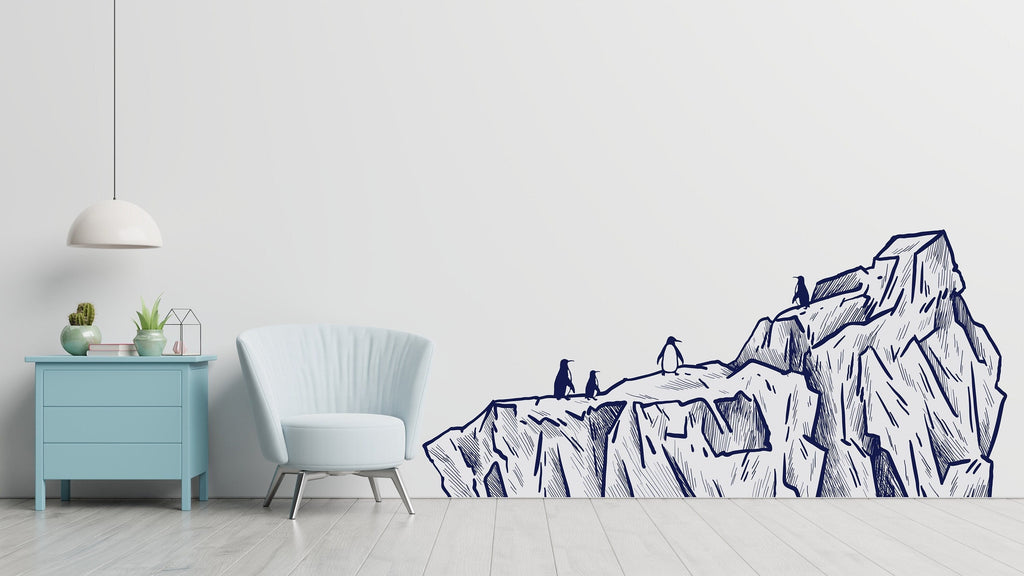 Iceberg Penguins wall decal, Arctic inspired home decor, Arctic wall art decal, Iceberg wall sticker, Nursery vinyl wall decor Penguin 247LU
