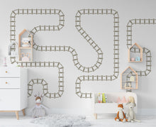 Load image into Gallery viewer, Railroad track wall vinyl stickers, Train track wall decals, Boho, Train railway track wall decor, nursery decor, kids boys room, dorm 249LU