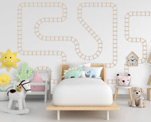 Load image into Gallery viewer, Railroad track wall vinyl stickers, Train track wall decals, Boho, Train railway track wall decor, nursery decor, kids boys room, dorm 249LU