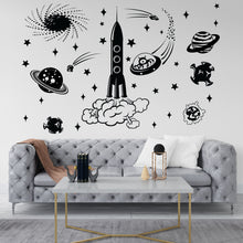 Load image into Gallery viewer, Space Decals, Stars Wall Decals, Planets Wall Decal, Rocket Decal, Solar System Decals, Сosmonaut Decal, Nursery Decals, Kids room 164RS