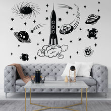 Load image into Gallery viewer, Space Decals, Stars Wall Decals, Planets Wall Decal, Rocket Decal, Solar System Decals, Сosmonaut Decal, Nursery Decals, Kids room 164RS