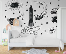 Load image into Gallery viewer, Space Decals, Stars Wall Decals, Planets Wall Decal, Rocket Decal, Solar System Decals, Сosmonaut Decal, Nursery Decals, Kids room 164RS