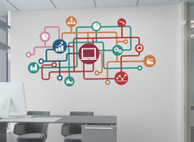 Load image into Gallery viewer, Technology Vinyl Wall Art Decal, Circuit Board Wall Decal, Office Wall Decor, Business Software Wall Sticker, Computer It Decor Office 165RS