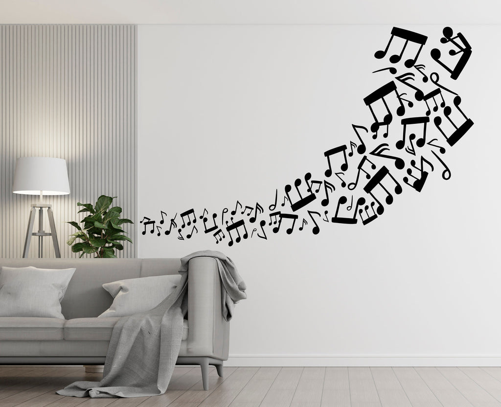 Music wall art decal, Music notes wall decor, Music wall sticker, Music wall decals, Musician home decor, Music gifts, Music studio 257LU