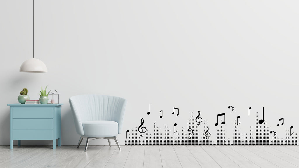 Audio Wave Wall Decal Sound Wave Wall Sticker Music Notes Wall Decor Vinyl Music Wall Art Musician Wall Sticker Recording Studio Decor 258LU