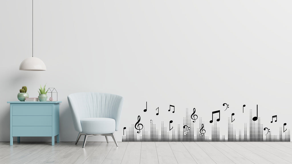 Audio Wave Wall Decal Sound Wave Wall Sticker Music Notes Wall Decor Vinyl Music Wall Art Musician Wall Sticker Recording Studio Decor 258LU