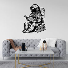 Load image into Gallery viewer, Astronaut Reading Book Rocker Ship Wall Decal Outer Space Wall Decal Custom Name Wall Decal Decal for Nursery 171RS
