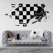 Load image into Gallery viewer, Motocross Wall Decor, Motocross Wall Decals, Race Flag, Ride Wall Art, Stickers Bedroom Motocross Wall Vinyl Nursery Wall Decals Art 265LU