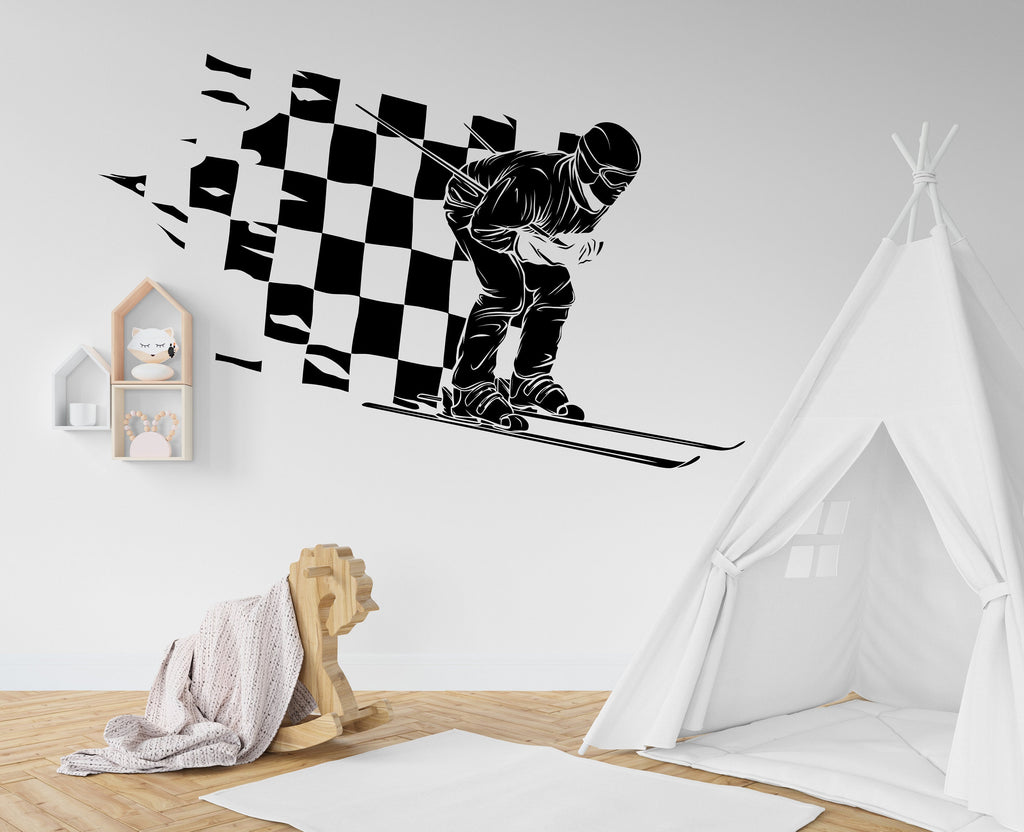 Skier Wall Decal, Extreme Sports Wall Stickers, Winter Sport Decor, Freestyle Skiing Wall Decal Sticker, Skiing Wall Art Skier Gifts 268LU