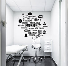 Load image into Gallery viewer, Emergency Hospital Healthcare Vinyl Wall Decal, Health Wellness Words Cloud, Clinic Hospital Wall Decor, Medical Office Stickers Mural 288LU