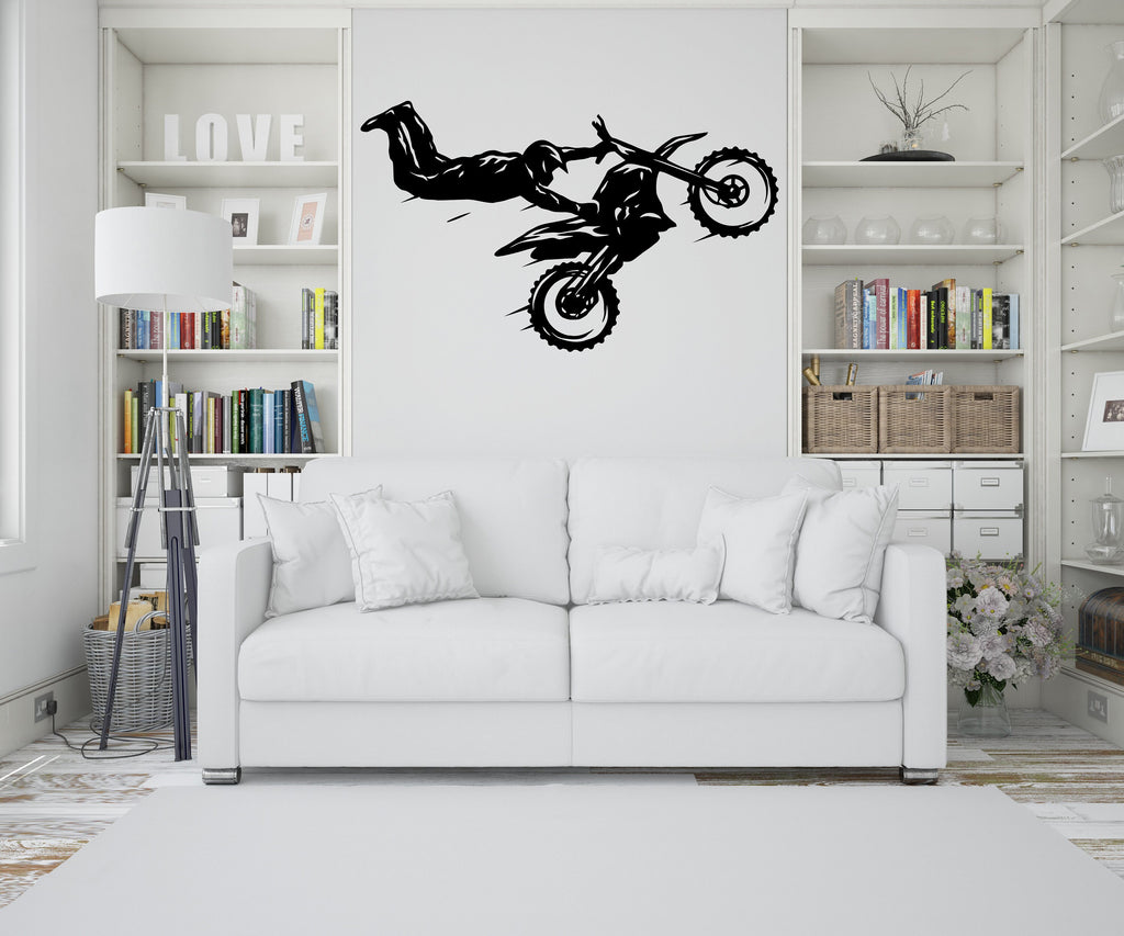 Motocross Wall Decal Dirt Bike Rider Wall Sticker Motorcycle Wall Decor Wall Stickers Nursery Bedroom Decor 269LU
