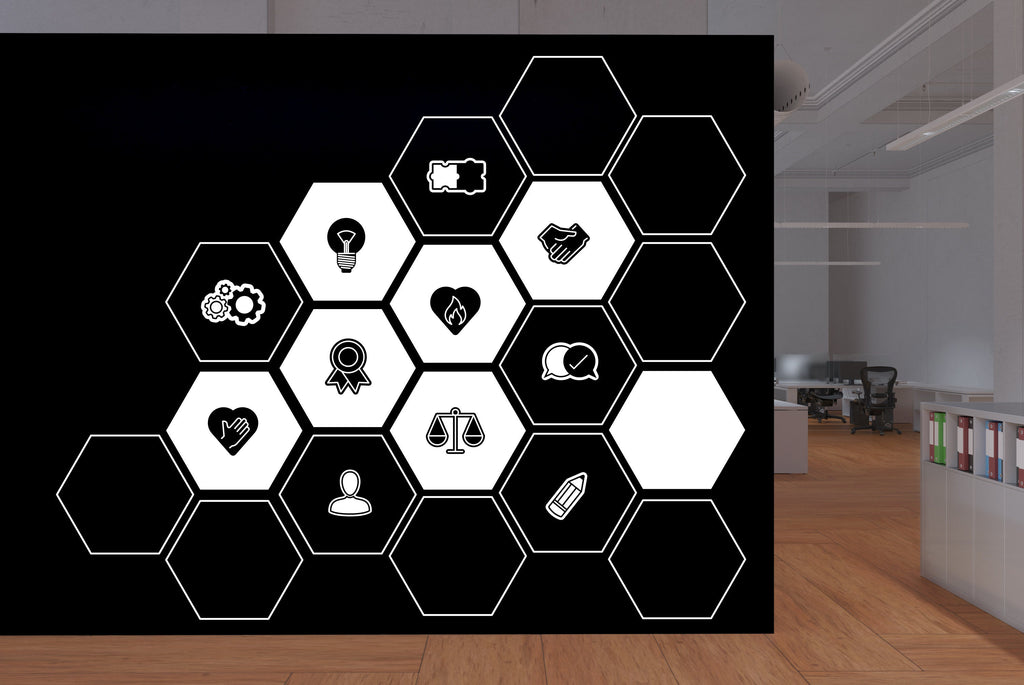 Core Value Vinyl Wall Art Decal, Honeycomb Board Wall Decal, Office Wall Decor Business Software Wall Sticker Computer It Decor Office 195RS