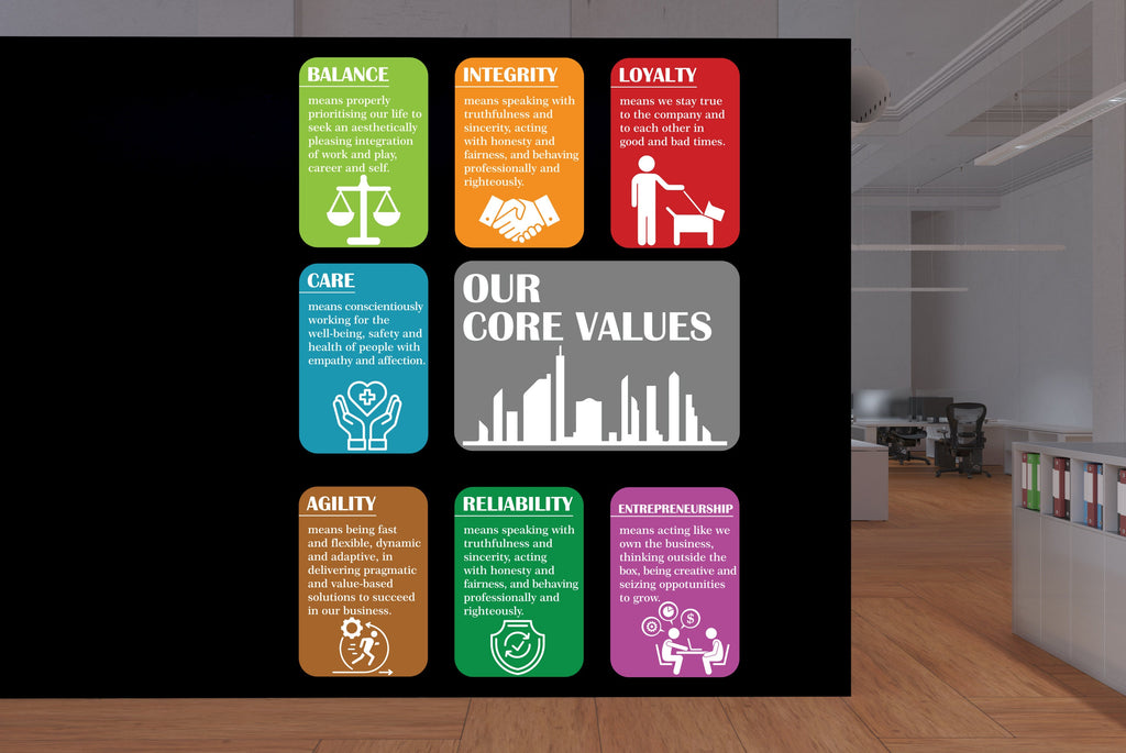 Core Value Vinyl Wall Art Decal, Honeycomb Board Wall Decal, Office Wall Decor Business Software Wall Sticker Computer It Decor Office 196RS