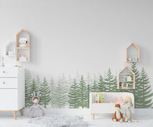 Load image into Gallery viewer, Woodland Wonderland : Forest Pine Tree Wall Decal, Pine Tree Wall Sticker, Nursery Mural, Forest Wall Decal, Woodland Decal Nature 272LU