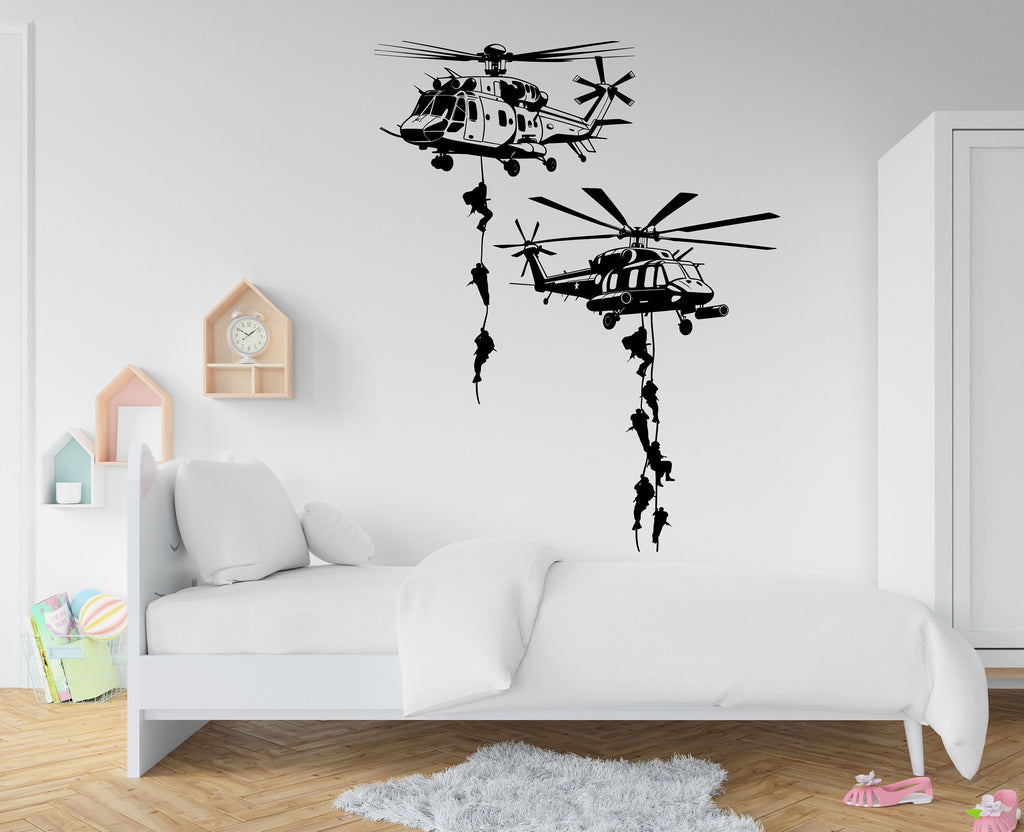 US Military Wall Decal Hero Soldier Army Helicopter Custom Nursery Kids art decal Personalized Bedroom Room Wall Art Decal Stickers 200RS