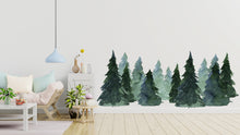 Load image into Gallery viewer, Woodland Wonderland : Forest Pine Tree Watercolor Wall Decal, Pine Tree Wall Sticker, Forest Wall Decal, Woodland Decal Nature Nursery 274LU