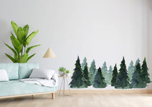 Load image into Gallery viewer, Woodland Wonderland : Forest Pine Tree Watercolor Wall Decal, Pine Tree Wall Sticker, Forest Wall Decal, Woodland Decal Nature Nursery 274LU