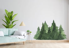 Load image into Gallery viewer, Woodland Wonderland : Forest Pine Tree Watercolor Wall Decal, Pine Tree Wall Sticker, Forest Wall Decal, Woodland Decal Nature Nursery 275LU