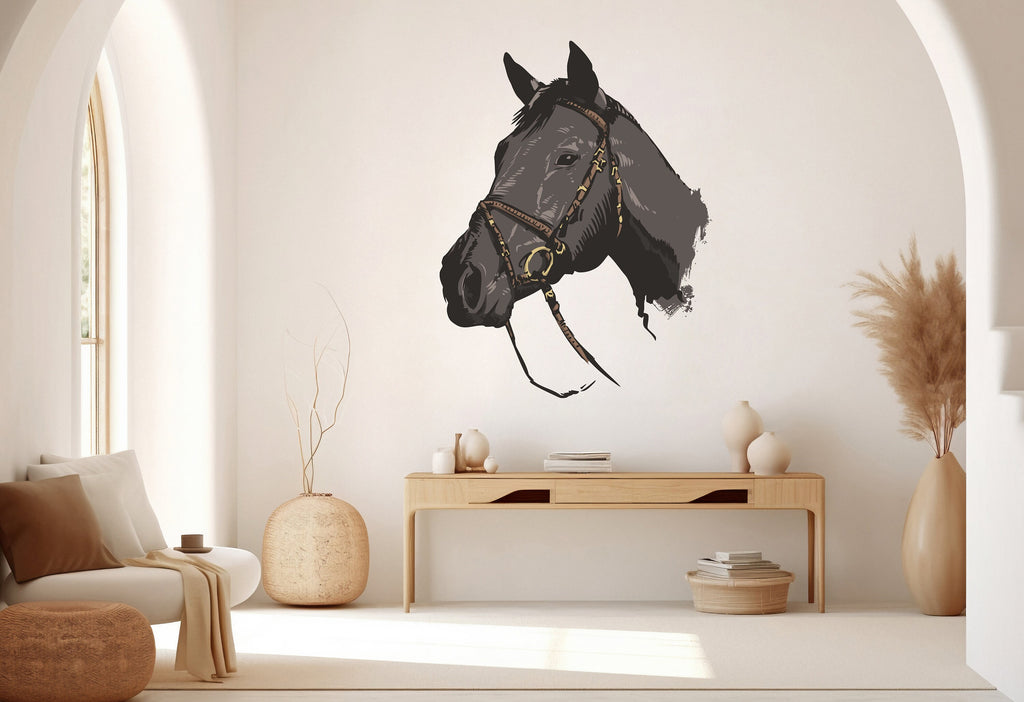 Wild and Free : Horse Head Wall Decal, Horse Wall Sticker, Stallion Wall Mural, Animals Wall Sticker Vinyl Decor 278LU