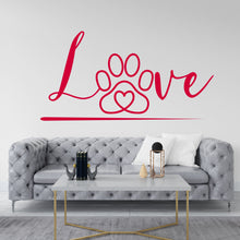 Load image into Gallery viewer, Love Heart Paws Dog Wall Decor, Dog Lover Wall Decals, Dog Wall Art, Dog Lover Stickers Bedroom Wall Vinyl Nursery Wall Decals Art 016DE