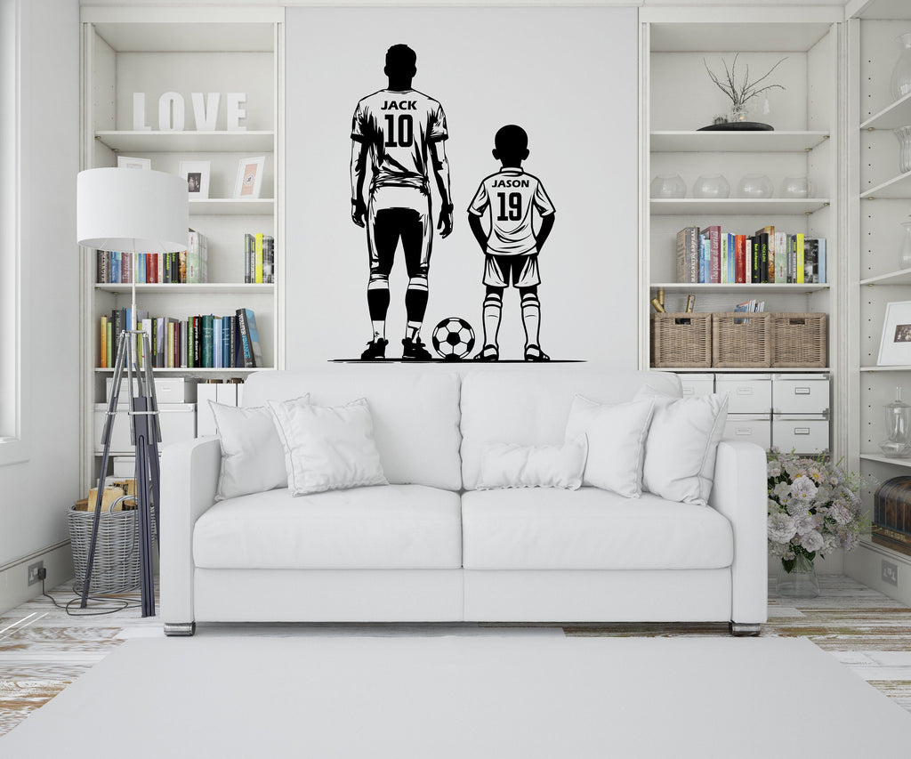 Father Son Soccer wall decor, Football Wall Decal Sport Vinyl, Football stickers, Boys Goal Wall Art, Wall Stickers, Kids Room, Decor 206RS