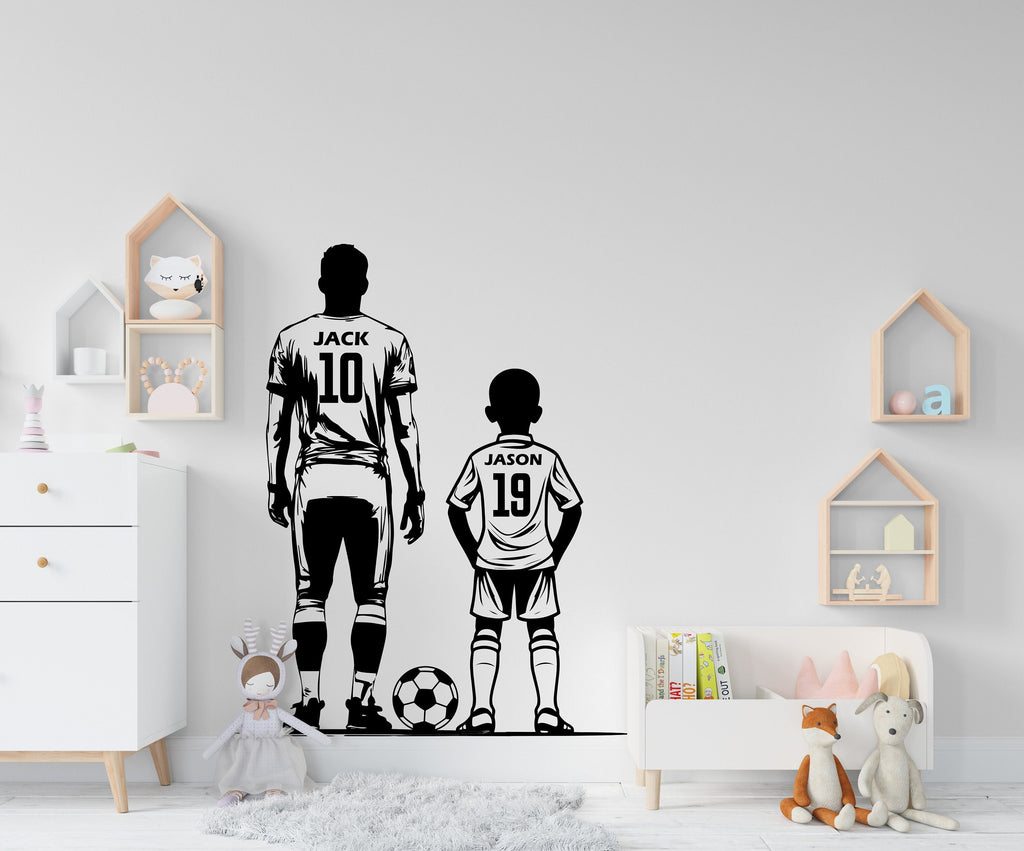 Father Son Soccer wall decor, Football Wall Decal Sport Vinyl, Football stickers, Boys Goal Wall Art, Wall Stickers, Kids Room, Decor 206RS