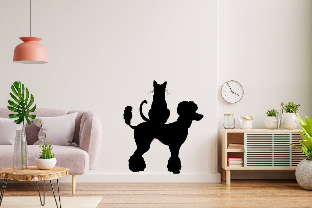 Dog and Cat wall decal Poodle decor Cat Dogs Pets wall art Decal Dog Cat Lover Animals wall decal Cat Wall Wall Decals Stickers Vinyl 283LU