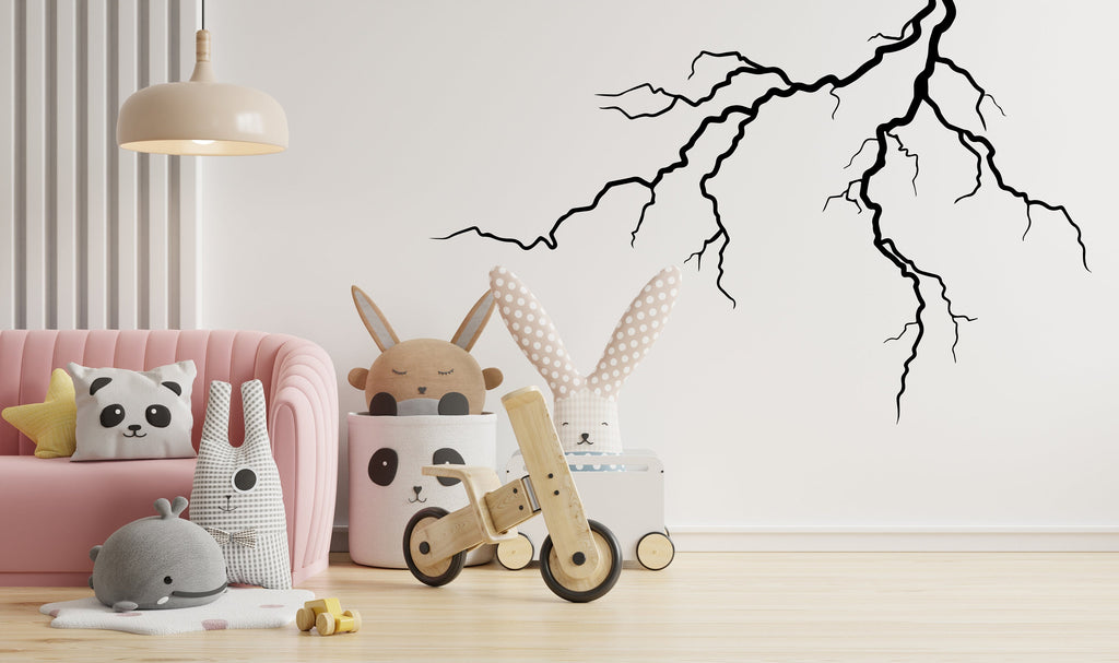 Thunder Bolt Wall mural decals decor, Lightning strike wall decal, Lightning bolt wall decal sticker, Nature storm wall vinyl decal 301LU