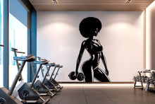 Load image into Gallery viewer, Gym Wall Decal Afro Girl Power fitness Quote Decor Workout Art Vinyl Gym Wall Stickers Bedroom Gym Workout Girl Motivation Crossfit 214RS