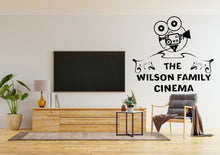 Load image into Gallery viewer, Home Cinema Wall Decal, Personalized Theater Room Decor, Family Room Vinyl Sticker Mural, Movie Film Playroom Decor Camera Wall Art 308LU