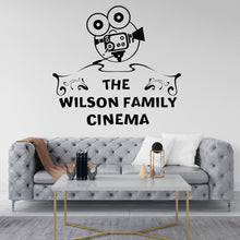 Load image into Gallery viewer, Home Cinema Wall Decal, Personalized Theater Room Decor, Family Room Vinyl Sticker Mural, Movie Film Playroom Decor Camera Wall Art 308LU
