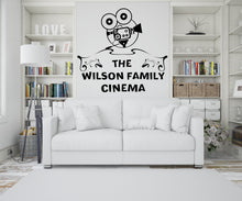 Load image into Gallery viewer, Home Cinema Wall Decal, Personalized Theater Room Decor, Family Room Vinyl Sticker Mural, Movie Film Playroom Decor Camera Wall Art 308LU