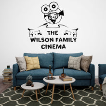 Load image into Gallery viewer, Home Cinema Wall Decal, Personalized Theater Room Decor, Family Room Vinyl Sticker Mural, Movie Film Playroom Decor Camera Wall Art 308LU