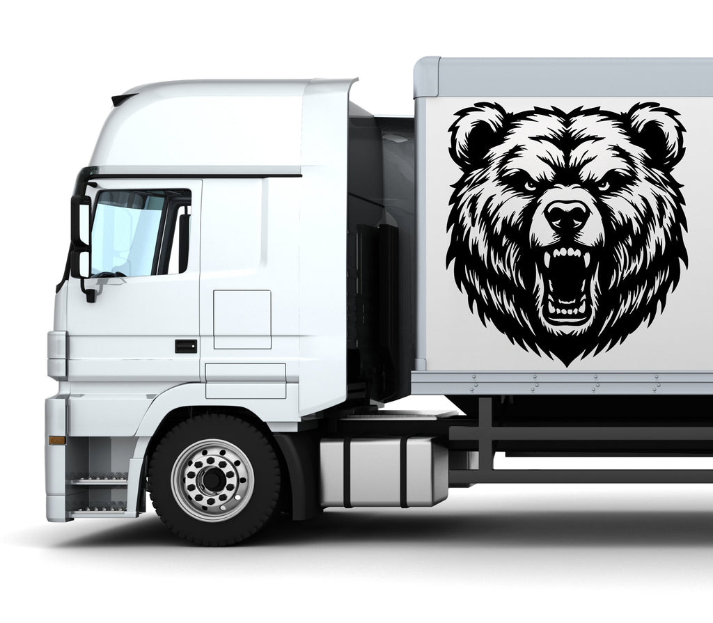 Angry Bear Truck Vinyl Graphics, Truck Side Wrap, Carbon Fiber Car Sticker, Monster Car sticker, Truck Decal, 3D Car Decal, Car Decal 222RS