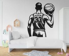 Load image into Gallery viewer, Large Custom Name Basketball wall decal Sport Wall Decal Kids Decal Personalized Gifts wall Vinyl Wall Sticker Boy Room 225RS