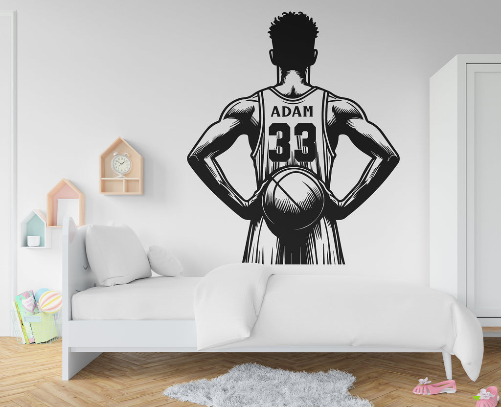 Large Custom Name Basketball wall decal Sport Wall Decal Kids Decal Personalized Gifts wall Vinyl Wall Sticker Boy Room 227RS