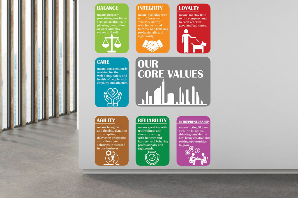 Core Value Vinyl Wall Art Decal, Honeycomb Board Wall Decal, Office Wall Decor Business Software Wall Sticker Computer It Decor Office 196RS