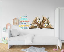 Load image into Gallery viewer, Library vinyl wall art decals, book shelves decor, library wall decal, education decals, reading room, nurseries, school, kids gifts 198RS